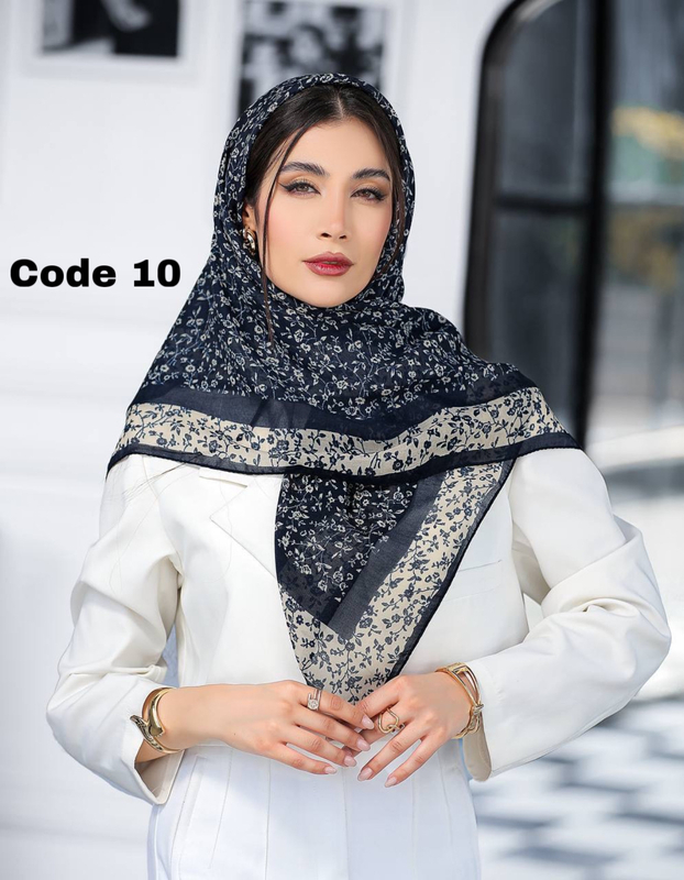 روسری حریر نخ سرمه ای 3646