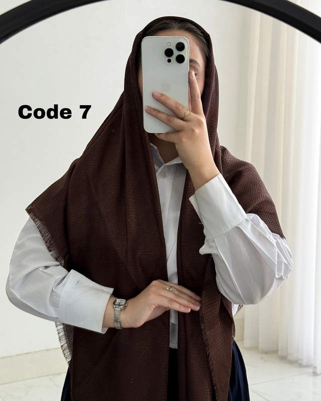 روسری ژاکارد لمه موکا وارداتی 4701