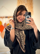 روسری نخی پلنگی دست دوز 4764