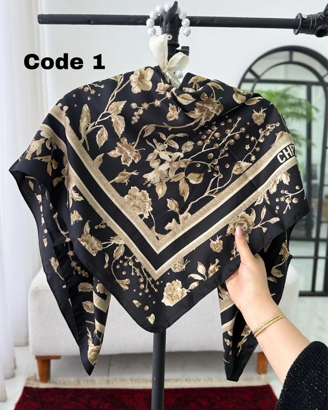 روسری ابریشم توییل گلدار 4962