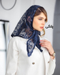 روسری سه گوش گیپور سرمه ای 5459