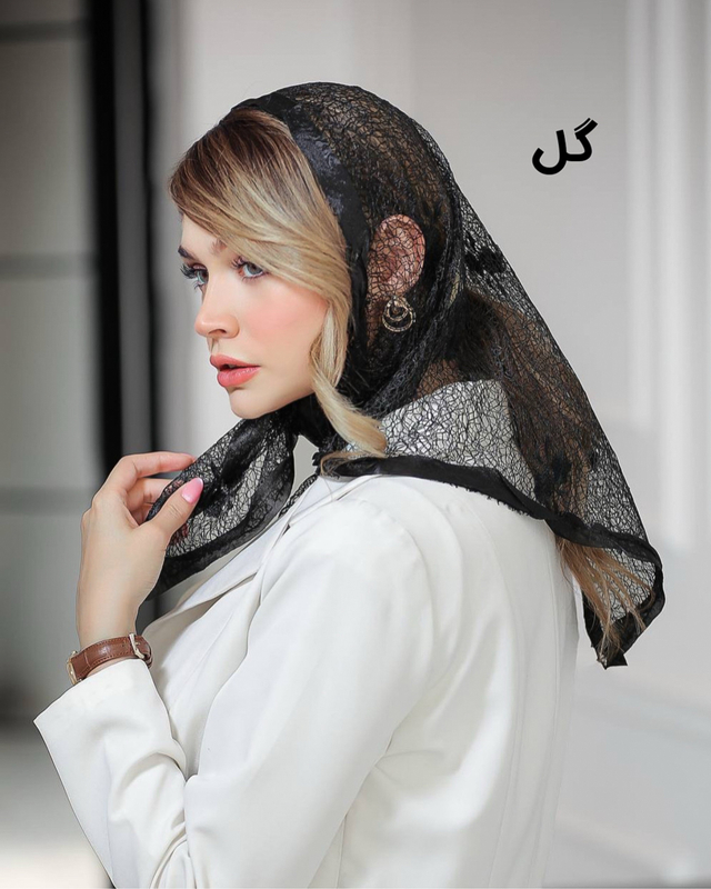روسری سه گوش گیپور مشکی 5460