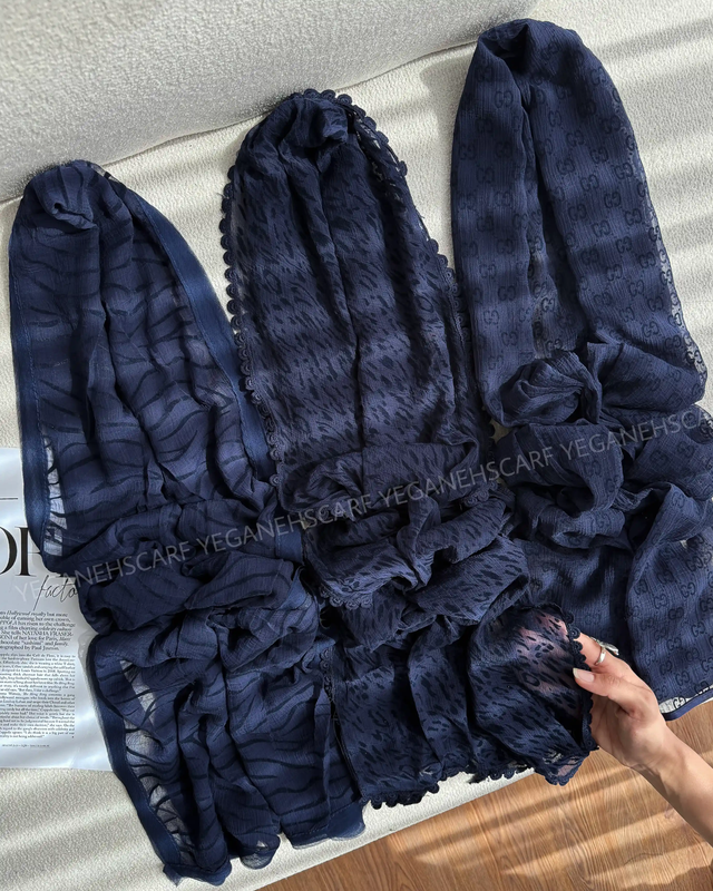 شال سرمه ای مخمل کوب وارداتی 5929