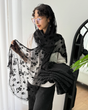 شال مشکی حریرشیفون وارداتی 5968