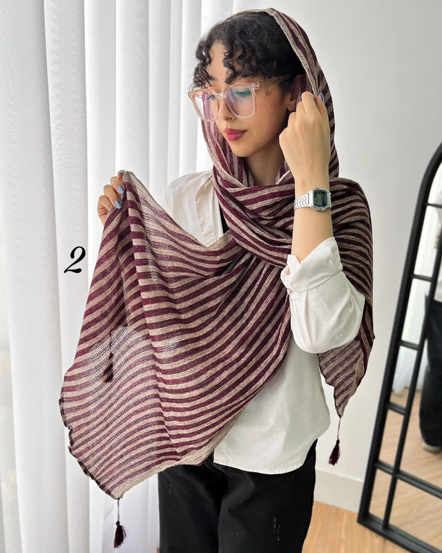 شال پلیسه راه راه بهاره 4977