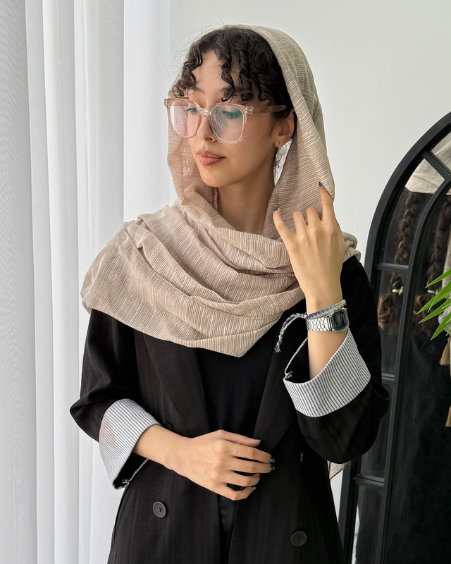شال ساده نخی لینن زنانه 