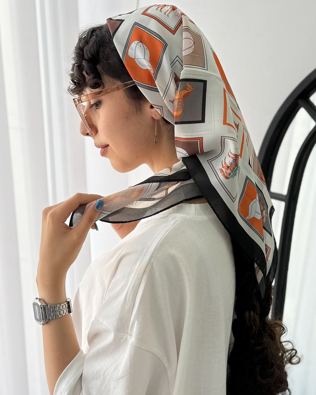 مینی اسکارف هرمس نارنجی دخترانه 