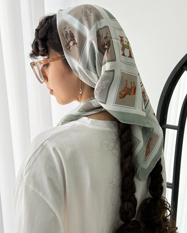 مینی اسکارف هرمس سبز دخترانه 