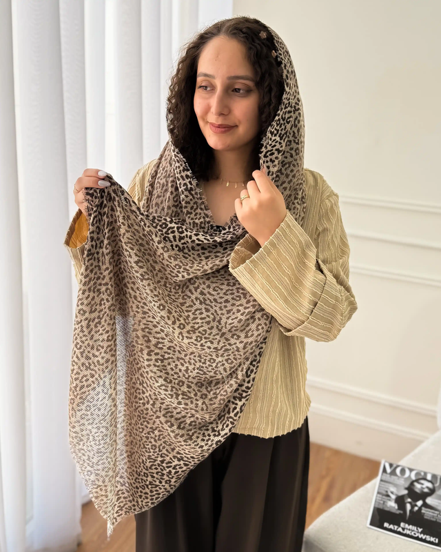 شال کنفی پلنگی دورریش پاییزه 6069 