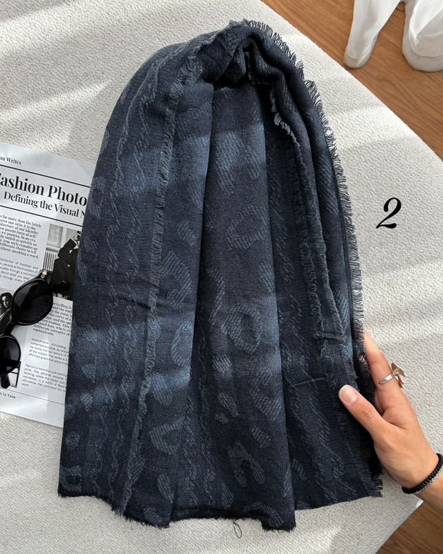 شال بوکله کنفی میکس سرمه ای وارداتی 6229 