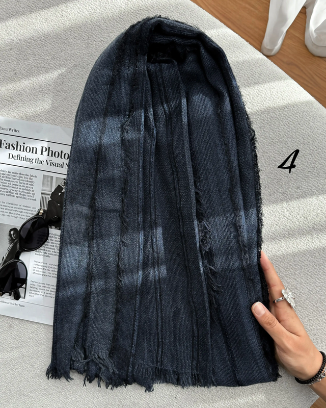 شال بوکله کنفی میکس سرمه ای وارداتی 6229 